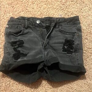 American Eagle Outfitters Black Distressed Jean Shorts